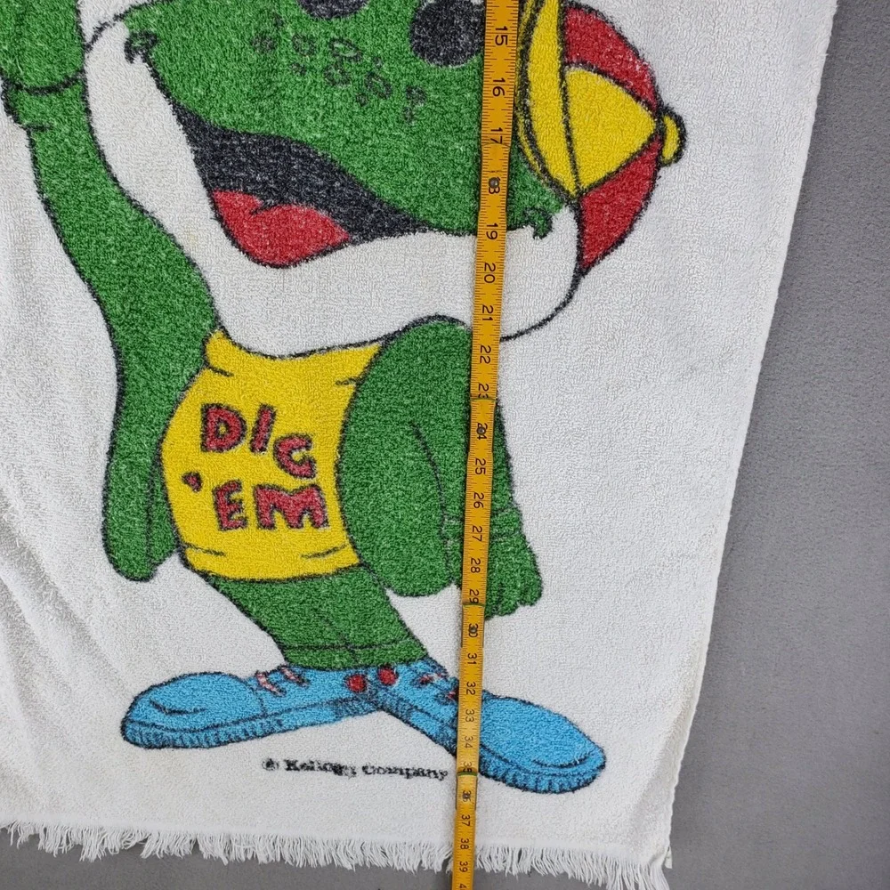 Kellogg‎ Company Dig Em Frog Beach Towel White Vintage 1980s Honey Smacks Mascot